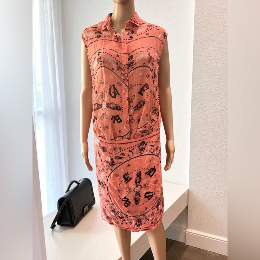 Diesel chiffon bandana print layer Paisley shirt/skirt/dress-L